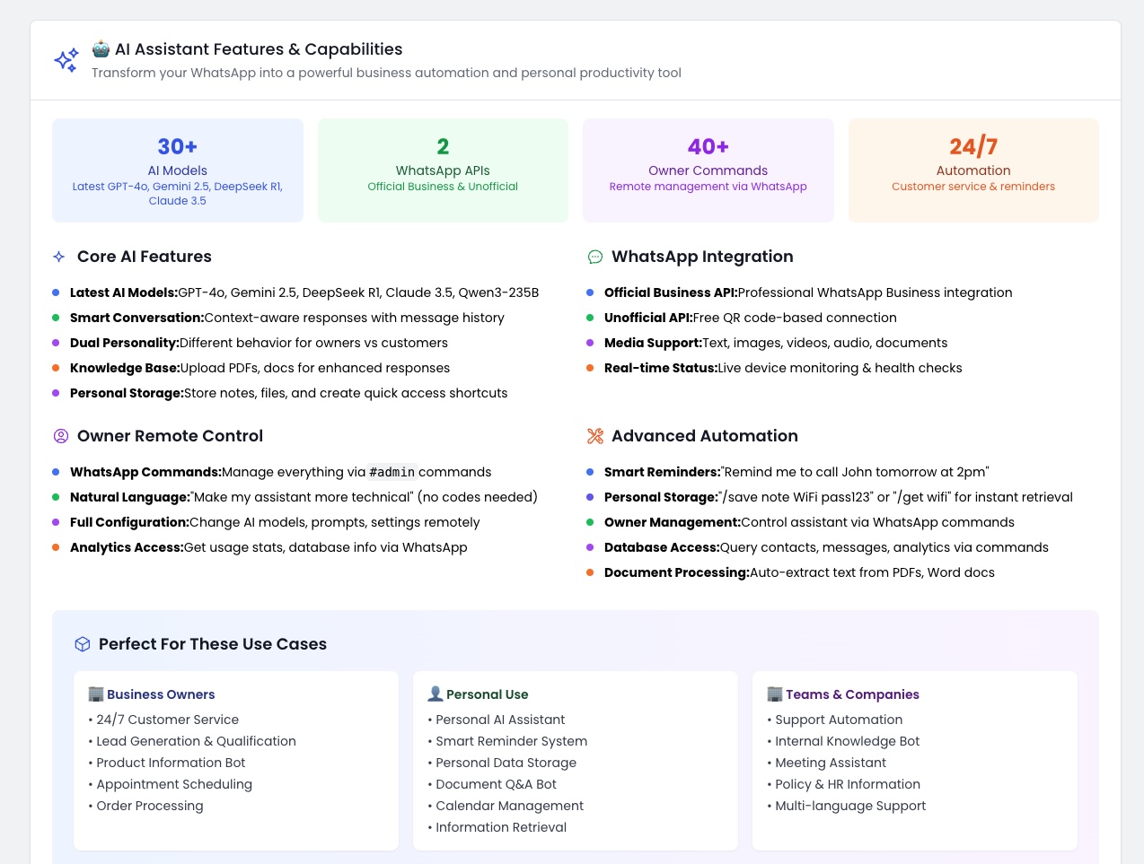 WA Sender AI-assisted support interface